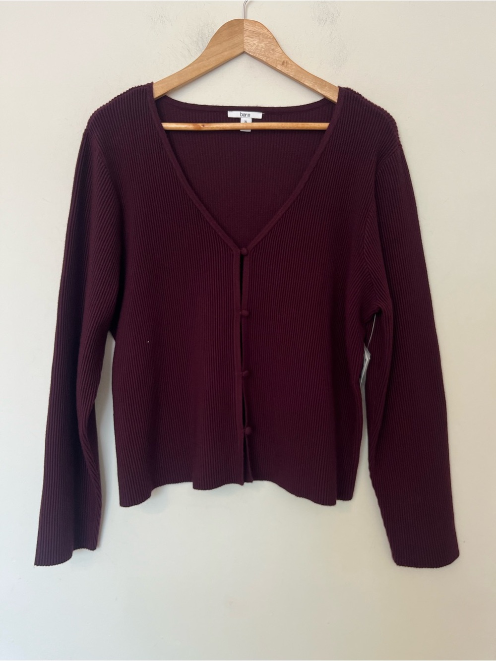 Bar III Ribbed Burgundy Cardigan XL NWT | Tell Me Lies Wardrobe - Picture 2 of 12